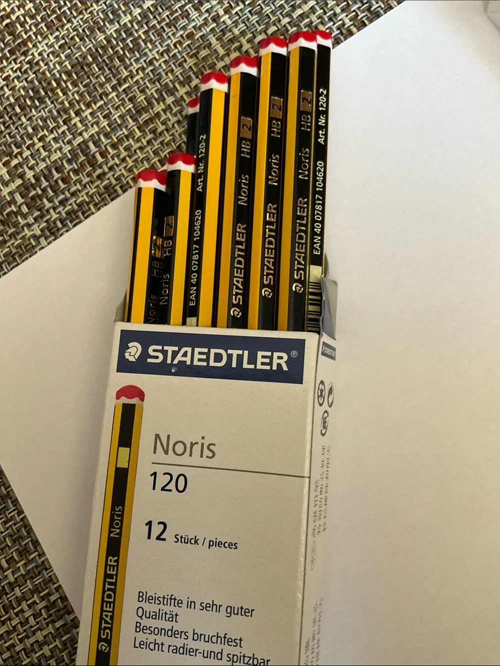 STAEDTLER Yellow Noris No.120 Pencils with Rasoplast White Erasers